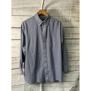 Chaps Mens Regular Fit Blue‎ Gingham Comfort Stretch Wrinkle Free Dress Shirt